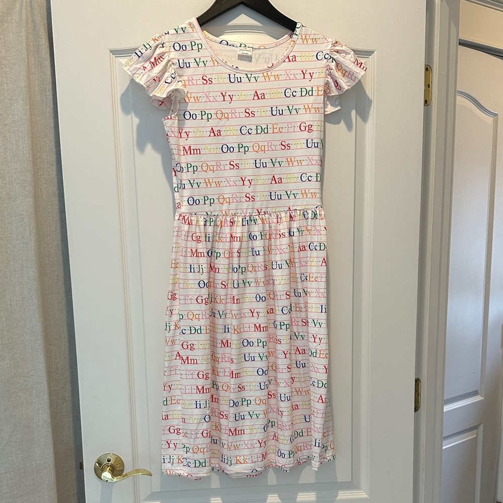 Colorful Alphabet Print Midi Dress